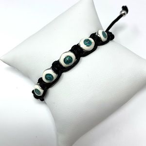 Erwin Pearl Evil Eye Black Adjustable Leather Bracelet Halloween